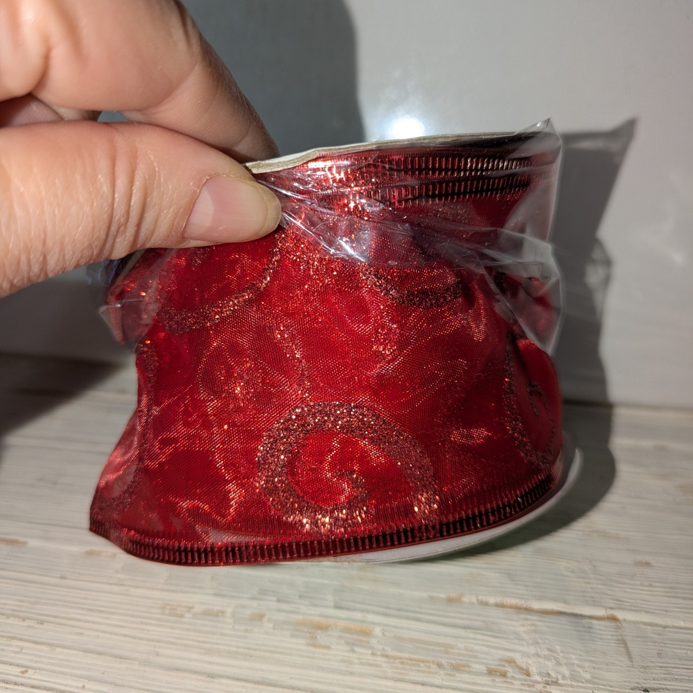 Celebrate It Red Glitter Ribbon 15 Yards
